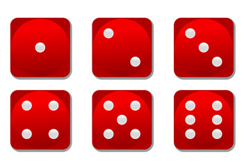 Game dice icons set isolated vector illustration, Set of game dice icon. . Dice game vector icon set  isolated on white background. Dice in a flat and linear design,  from one to six. stock Vector