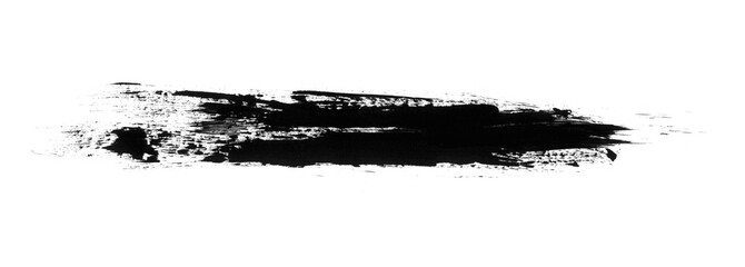  Grungy wide horizontal black paint stroke with ink splatter