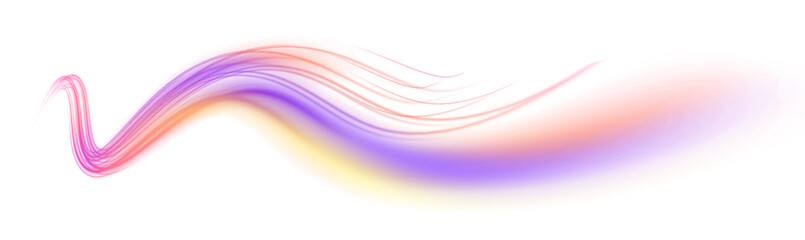 Neon swirls on a white background PNG. Acceleration speed motion on night road. Magic moving fast speed police lines.	
