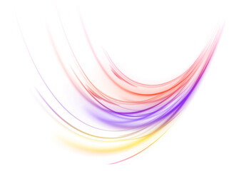 Abstract background of neon curved lines and light rays on white background PNG. Sport car is made of polygons, lines and connected dots.	