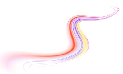 High speed IT technology concept, abstract stripes as data transfer on white background in png format. A colorful motion background of city light trails.	