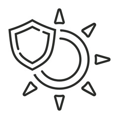 Sun protection outline icon, editable vector illustration and transparent graphic element. Isolated on white background