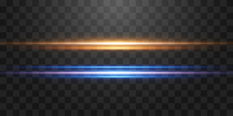 Vector abstract lights lines, laser beams on png. Glowing streaks on dark background. Luminous neon lines isolated on transparent background © Leonid