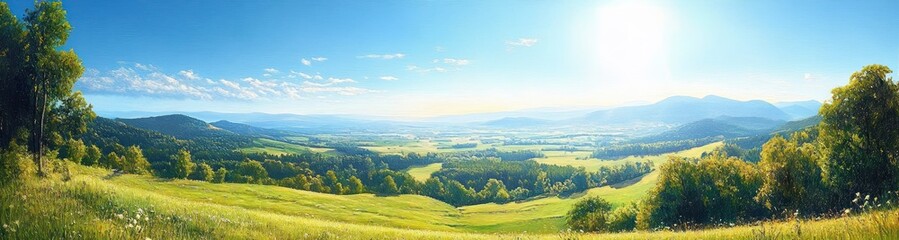 Fototapeta premium Panoramic View of Schwäbische Alb Countryside Below Teck Castle with Scenic Bissingen Vista