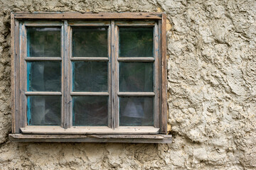 old window in a wooden frame