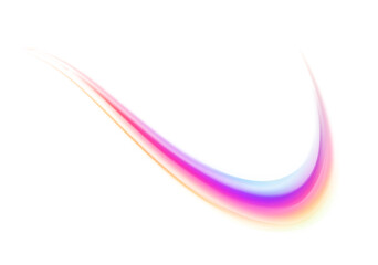 Sports speed wavy line consists of a stream of bright rays with flash effect, light and neon colors in PNG format.	