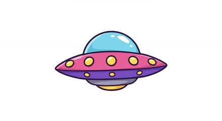 Fototapeta premium Cartoon flying saucer illustration educational illustration