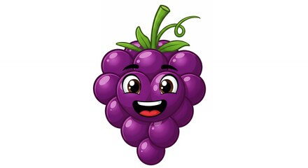 Cartoon happy purple grapes illustration
