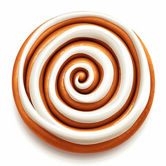 Naklejka premium Cinnamon roll with white icing swirl, clean vector art, cartoon isolate style.