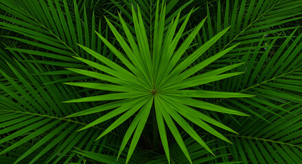 Obraz premium Dark tropical leaves background,jungle leaf banner for cover or, jungle, natural, nature, overhead, palm, spring, summer, texture,wallpaper design. ai generated