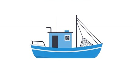 Obraz premium Fishing boat illustration simple flat design
