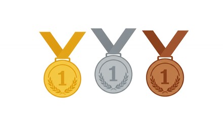 Gold silver bronze medals flat design