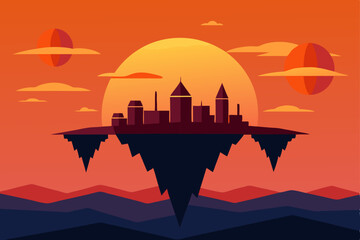 sunset over the city