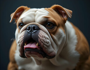 Dog Looking Up with Tongue Out Close-up Portrait