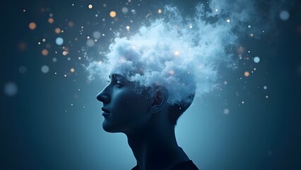 man in a blue background