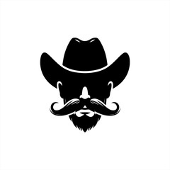 simple silhouette of cowboy bandit head vector