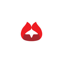 Fototapeta premium The RS logo is a minimalist and modern design with a symbolic combination of red flames and a white arrow pointing upwards in the center. The flames are arranged in a smooth curve, forming a symmetric