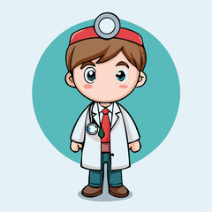 Fototapeta premium Cute Cartoon Doctor Character Illustration For Healthcare And Medical Design