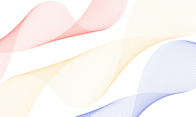 Abstract futuristic technology isolated blue red and yellow wavy lines on transparent white background.