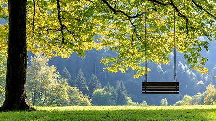Swinging serenity embracing nature in a tranquil forest setting