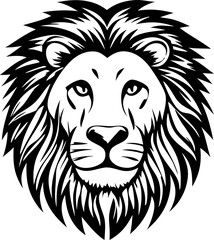 Obraz premium A powerful black lion head vector illustration depicts a wild animal mascot