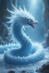 Fototapeta premium Serpent guardian of the icy underworld with shimmering scales in a mystical realm