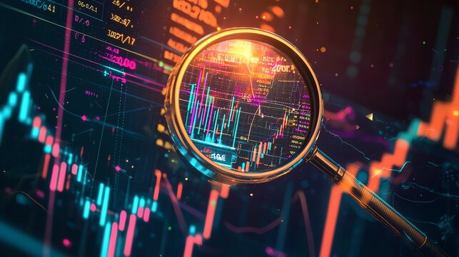 Analyzing financial data through a magnifying glass.