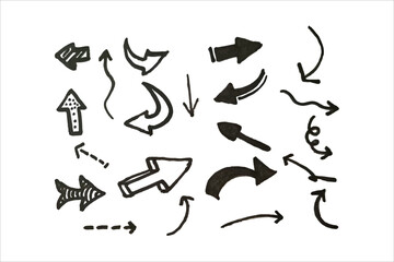 Hand-drawn arrow vector icons collection.