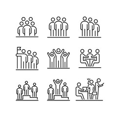 People icons set simple outline flat illustration