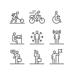 People icons set simple outline flat illustration