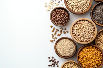 variety of beans in wooden bowls, a world of culinary possibilities