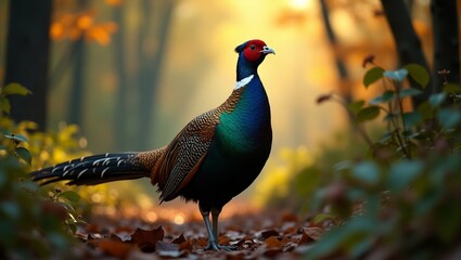 Obraz premium Stunning Pheasant in Autumn Forest