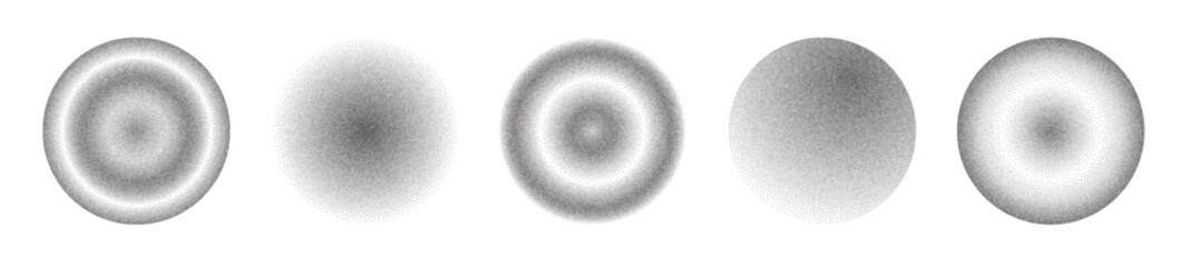 Dot texture globes set isolated on white background. Vector realistic illustration of abstract black grain spheres, round paint spray shapes, gradient color circular object, global network symbol