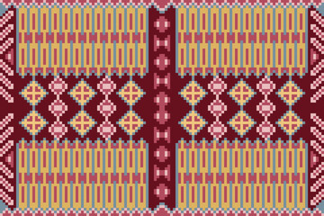 Pixel art wallpaper oriental seamless pattern, Ornament, Ethnic, Geometric ornament, Blanket, Decor style, Rug, Woven carpet fabric, Pattern on Product.