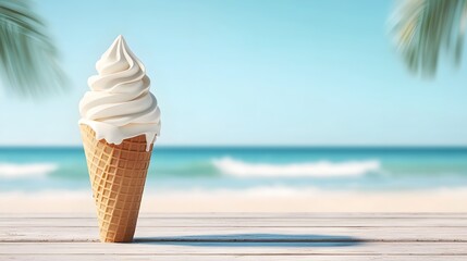 Soft serve ice cream on a picturesque beach