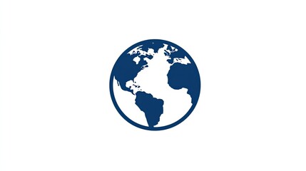 Fototapeta premium A blue square icon with the Earth in white on it, simple design, vector style