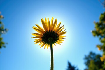 Obraz premium Bright flower silhouette against a blue sky backdrop 