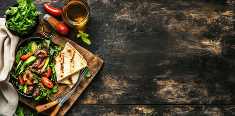 Obraz premium Enjoy Healthy Meal and Gourmet food with Salad, Grilled, and Veggie Dishes