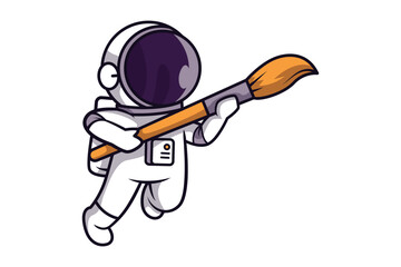Astronaut Character Holding a Paintbrush