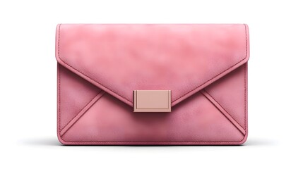 Elegant pink leather envelope clutch