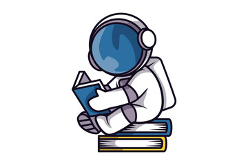 Astronaut Character Reading a Book