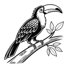 Obraz premium Toucan bird silhouette on a white background