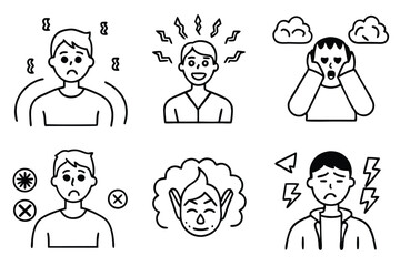 stress response line art focusing on stress and relief