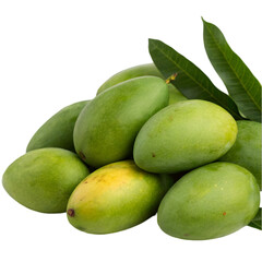 Pile of green mango isolated on transparent background