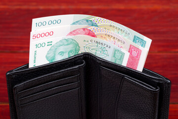 Old Croatian money in the black wallet