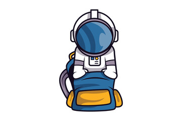 Astronaut Character with School Bag
