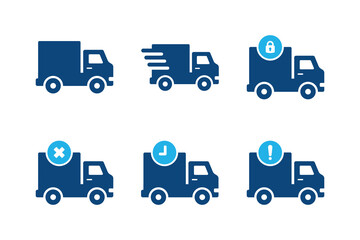 Truck glyph solid icons isolated on white background