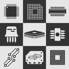 Microelectronics icon set. Vector illustration