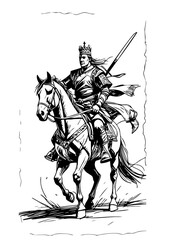 Warriors Fighting – Black and White Line Art of Japanese Sword, Roma, Europe, Middle east Battle Scene for Comics and Graphic Novels