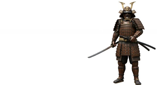 Samurai warrior in armor full body image